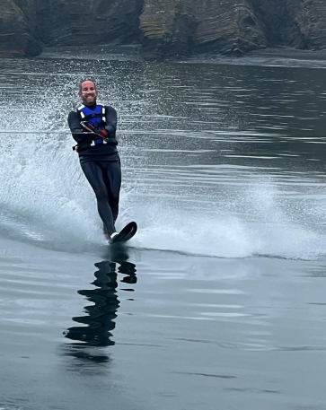Man waterskiing