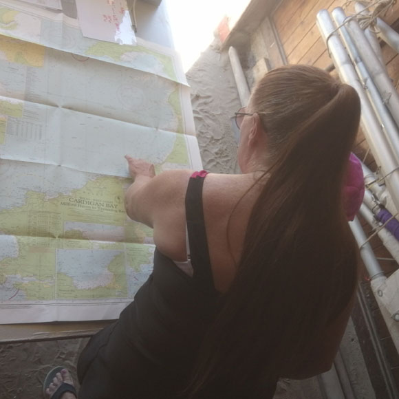 woman looking at map