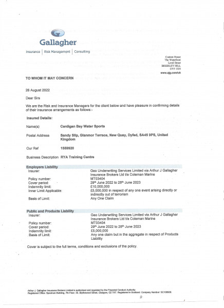 Insurance cert